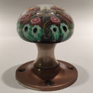 Vintage Strathearn Art Glass Paperweight Doorknob Twists & Millefiori On Black