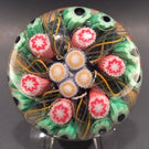 Vintage Strathearn Art Glass Paperweight Doorknob Twists & Millefiori On Black