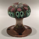 Vintage Strathearn Art Glass Paperweight Doorknob Twists & Millefiori On Black