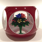 Vintage Saint Louis Art Glass Paperweight Upright Bouquet Faceted Overlay