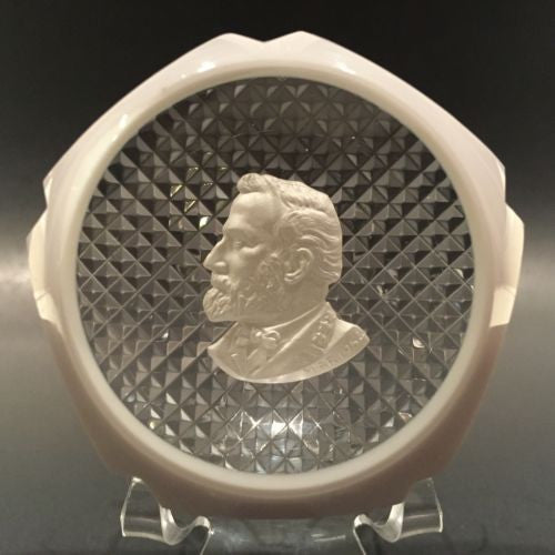Vintage Baccarat Art Glass Paperweight Robert E Lee large Sulphide Gray Overlay