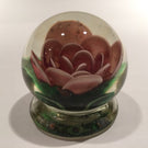 Signed Pete Lewis Vintage Art Glass Paperweight Footed Millville Crimp Rose
