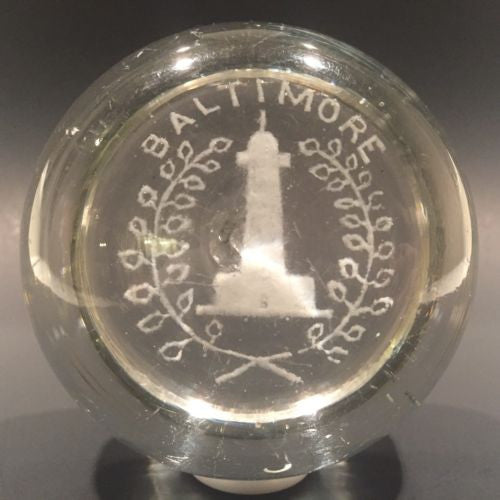 Large Millville Art Glass Frit Paperweight Baltimore Maryland Light House