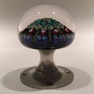 Vintage Strathearn Art Glass Paperweight Doorknob Twists & Millefiori On Black