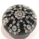 Rare Antique Baccarat Art Glass Paperweight Millefiori Garland on Green Ground