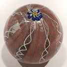 Vintage Murano Art Glass Paperweight Daisy Millefiori Latticino Twist Crown