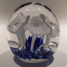 Vintage American Studio Art Glass Paperweight White Trumpet Flowers