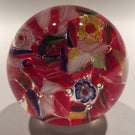 Vintage Chinese Art Glass Paperweight End Of Day Scramble Twists & Millefiori