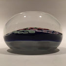 Antique Clichy Art Glass Paperweight Complex Millefiori Garland On Blue Ground