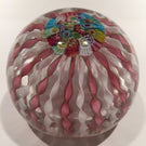 Vintage Murano Art Glass Paperweight Pink Millefiori Crown