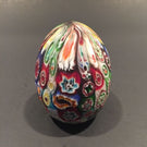 Medium Murano Art Glass Paperweight Egg Shaped Close Packed Millefiori