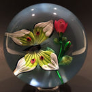 Rare Saint Louis Art Glass Paperweight Lampworked Butterfly And Rose c. 1989