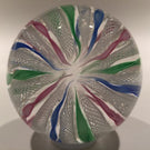 Vintage Murano Art Glass Paperweight Pink Blue Green Twist White Latticino Crown