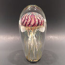 Signed 6" Satava Art Glass paperweight Purple Ribbed Jellyfish Sculpture