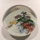 Early Chinese White Ground Art Glass Paperweight Hand Painted Floral Scene