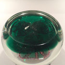 Vintage Murano Art Glass Paperweight Complex Pink Millefiori flowers on Green