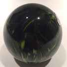 Vintage Blenko Art Glass Paperweight Mottled Yellow & Blue On Black