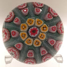 Vintage Strathearn Art Glass Paperweight Doorknob Twists & Millefiori On Green