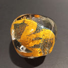 Signed Modern American Studio Art Glass Paperweight Orange Bubble Design