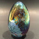Signed Mt. St. Helens Ash MSH Art Glass Paperweight Purple Iridescent Egg