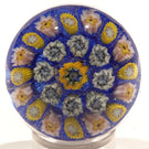 Miniature Strathearn Art Glass Paperweight Concentric Millefiori On Blue Ground