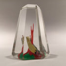 Early Chinese Art Glass Paperweight Hand Painted Sulphide Birds in a Tree
