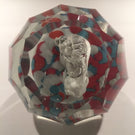 Antique Bohemian Art Glass Paperweight Melon Faceted Lion Sulphide