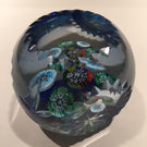 Vintage Murano Art Glass Paperweight Millefiori Blue Flash Fancy Cut Faceting