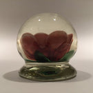 Signed Pete Lewis Vintage Art Glass Paperweight Footed Millville Crimp Rose