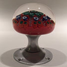 Vintage Strathearn Art Glass Paperweight Doorknob Twists & Millefiori On Red