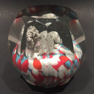 Antique Bohemian Art Glass Paperweight Melon Faceted Lion Sulphide
