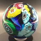 Vintage Murano Blue Art Glass Paperweight End of Day Millefiori Scramble