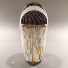 Signed 6" Satava Art Glass paperweight Purple Ribbed Jellyfish Sculpture