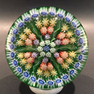 Vintage Medium Perthshire Art Glass Paperweight Twists and Millefiori on Green