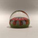 Miniature Strathearn Art Glass Paperweight Concentric Millefiori on Green
