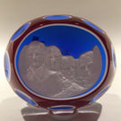 Huge 4" Baccarat Art Glass Paperweight Double Overlay Mount Rushmore Sulphide