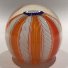 Vintage Fratelli Toso Murano Art Glass Paperweight Millefiori Orange White Crown