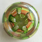 Vintage Murano Art Glass Paperweight Green & Orange Twist Millefiori Crown