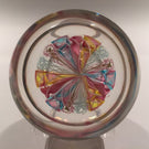 Vintage Murano Art Glass Paperweight Colorful Latticino Crown