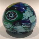 Vintage Murano Blue Art Glass Paperweight End of Day Millefiori Scramble