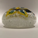 Vintage Murano Art Glass Paperweight Millefiori Butterfly On Bubble Froth Ground