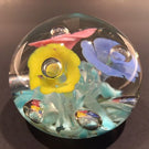 Vintage American Studio Art Glass Paperweight Colorful Trumpet Flowers