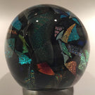 Huge Bruce Freund Art Glass Paperweight Encased Geometric Dichroic Design