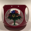 Vintage Saint Louis Art Glass Paperweight Upright Bouquet Faceted Overlay