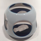 Vintage Baccarat Art Glass Paperweight John F Kennedy Sulphide With Blue Overlay