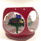 Vintage Saint Louis Art Glass Paperweight Upright Bouquet Faceted Overlay