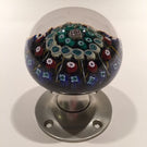 Vintage Strathearn Art Glass Paperweight Doorknob Twists & Millefiori On Black