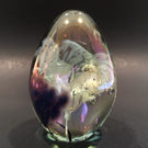 Signed Roger Vines MSH Ash Art Glass Paperweight Purple Iridescent Egg