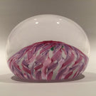 Signed Peter Holmes Selkirk Art Glass Paperweight Floral Pink Latticino