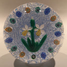 Signed Peter Holmes Selkirk Art Glass Paperweight Daffodils & millefiori